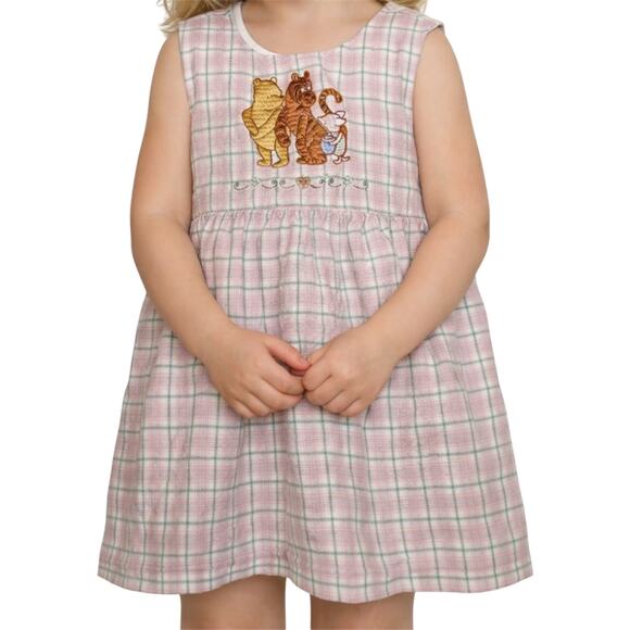 Disney Other - Vintage Disney Dress Winnie the Pooh Piglet Tigger Embroidered Back Tie 3T
